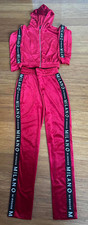 Red Milano Di Rouge Tracksuit - Full Zip w. Hoodie Size L- Velour - New/ No Tags