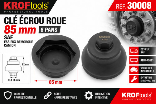 Clé écrou roue 85mm pans - clé,