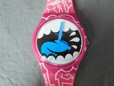 SWATCH MONTRE BRACELET SILICONE ROSE BLEU GENT FEMME FILLE SHOUT OUT GP133 WATCH
