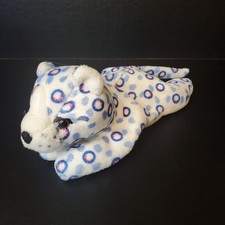 Steven Smith Snow Leopard Beanie With Red Blue Circle Spots 7.5" Stuffed Animal 