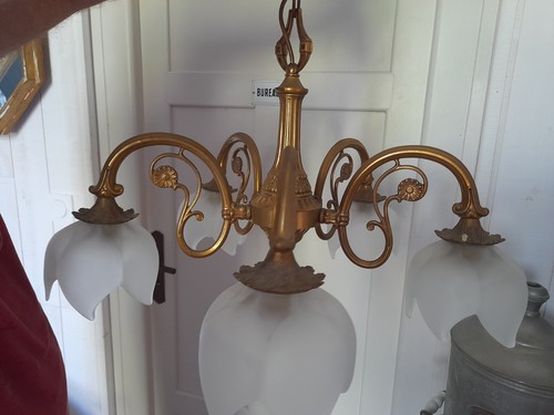 Lustre ancien bronze à - lustre,
