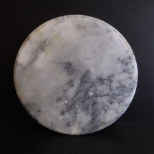 Vintage Art Deco Grey Marble Round Tray Disc Design Desk Table N4192