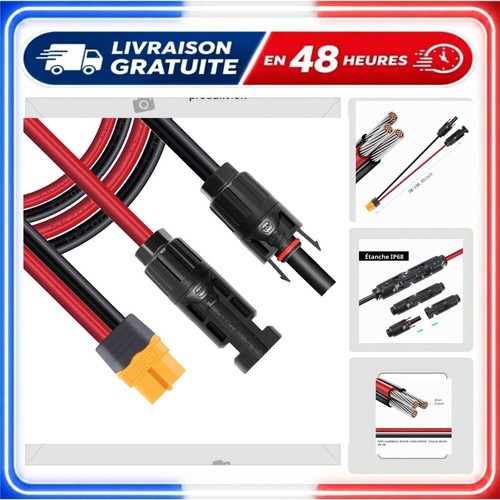 Câble solaire xt60 12 awg - 5, m