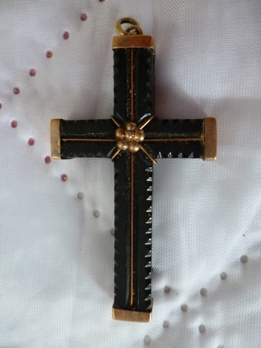 Pendentif croix noir or - pendentif-croix-,