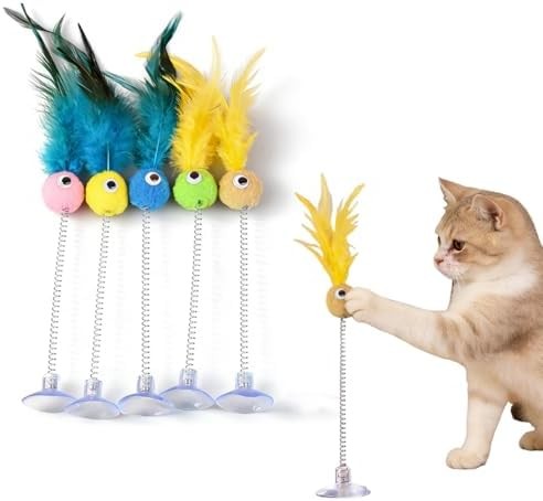 Jouets plumes chat ressort - 5,