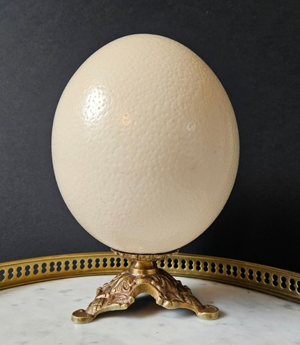 Oeuf autruche socle doré - oeuf, d'autruche,