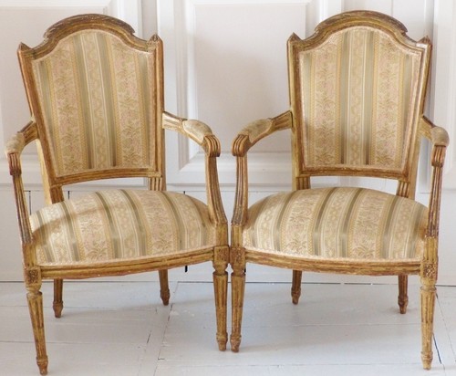 Paire fauteuils louis xvi - de,