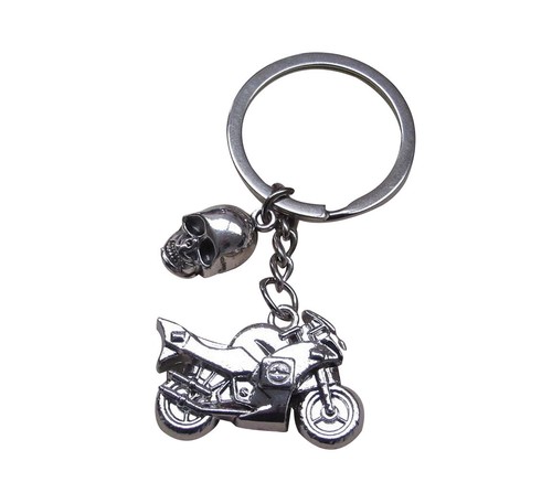 Motorcycle and skull keychain - motorcycle,