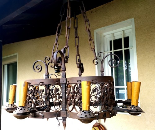 Old medieval chandelier high - medieval,