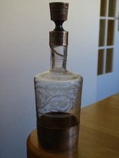 OLD CARAFE CRYSTAL LIQUEUR CELLAR ENGRAVING AND SILVER MINERVA 19 EME