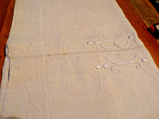 Drap ancien brodé main lin