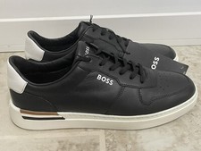 Boss LEATHER CUPSOLE TRAINERS WITH SIGNATURE DETAILS ( Size 44).