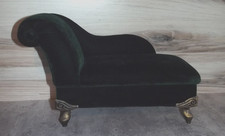 Doll Furniture Fainting Couch Chaise Lounge Green Velvet Victorian 13 x 8.5" A14