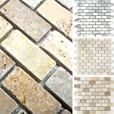 Mosaïque Pierre Naturelle Carrelage Travertin Mur pour Sol Beige Braun