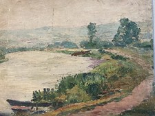 Belle peinture huile Varan 1930  post impressionniste Gilbert Privat Boran Oise