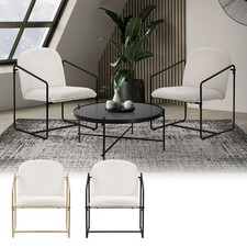 Lot de 2 fauteuils de lecture beiges pour salle à manger chaise relax rembourrée