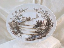 Vintage Ridgways Staffordshire “Coaching Days” Brown Transferware Platter 12" 