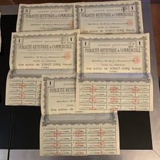 5 old shares artistic and commercial advertising 20 francs 2