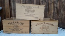 3 empty wine boxes for 6 bottles: Chateau Soutard, Malartic, Lanessan