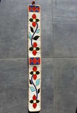 Art Africain Pièce Usuelle Décoration Murale Yoruba Tissu & Perles 136 x 16 Cms