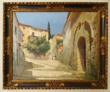 Le Vieux Hyères Large Oil On Canvas - Nice Antique Frame