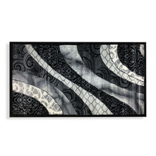Ensemble Tapis Parure Décor Rectangulaire Salon Lit Plusieurs Tailles Noir Gris