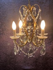 REF 104 / superb old chandelier colored tassels 4 lights MADE NEW