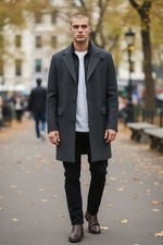 Court Homme Manteau en Laine