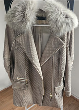 A vendre manteau gris cuir et fourrure RIZAL  Taille 40