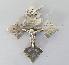 RARE ANTIQUE CROSS CHAMBERRY GRID SOLID SILVER SAVOY 19th century hallmark SARDINIAN