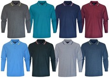 Long Sleeve Polo Pique Shirt Double Tipping Collar with Pocket by Beebizco M-3XL