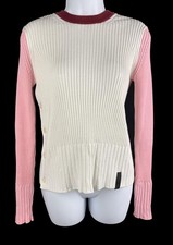 Women's Kenzo White Multi Colorblock Ribbed Top Size M