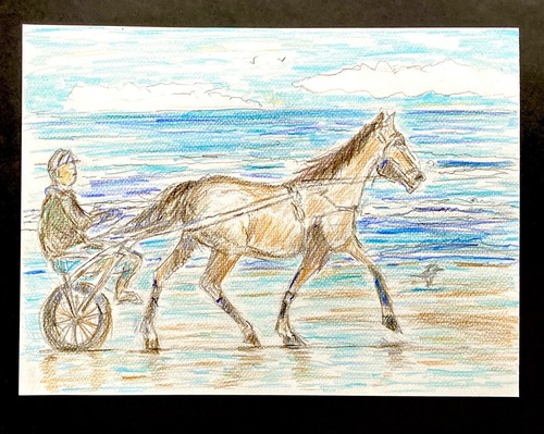 Dessin original cheval sulky - dessin,
