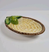 Bassano Ceramic Oval Serving Dish 7x5" Olive Design Hand Painted Made in Italy