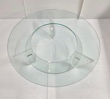 TABLE BASSE RONDE VINTAGE 1980 EN PLEXIGLAS TEXTURE & VERRE 80S JEANNOT CERUTTI