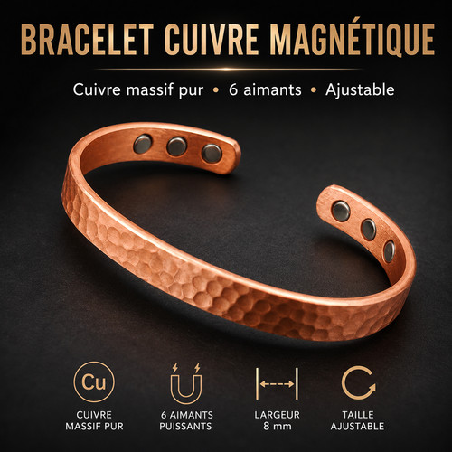 Bracelet cuivre magnétique - cuivre,