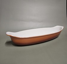 PLAT A POISSON EN FONTE ÉMAILLÉE ORANGE / STYLE LE CREUSET / CUISSON / VINTAGE 