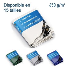 Bâche camion Nemaxx, PVC 650 g/m², imperméable avec œillets, robuste