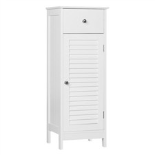 Armoire de Salle de Bain Meuble Bas de Rangement avec Tiroir Porte Blanc