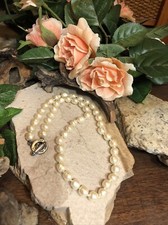 15. CAROLEE Sterling Creamy White Baroque Pearl Knotted Toggle Necklace 20"
