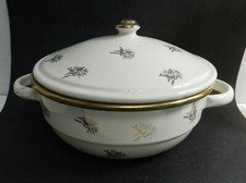 HCAx - FRANCE ENAMEL on METAL "EMAIL" CASSEROLE & LID  8 1/2" WIDE elephant mark