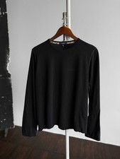 Burberry London Womens Long Sleeve Black T-Shirt Small Logo Made In UK Size L