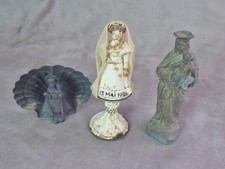 THREE RELIGIOUS FIGURINES, including souvenir of COMMUNION from 1906.