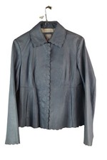 CHINE COLLECTION Blue Leather Jacket size 3 Womens Vintage Casual Outdoors