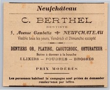 1910 Neufchâteau. Berthel Dentist, Gold Rubber Dentists, Antique Pub Platinum