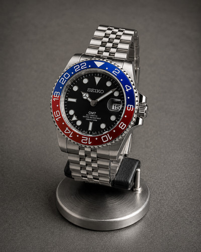 Montre gmt rouge bleu - mm,