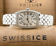 Franck Muller Curvex 29mm Personnalisé Glacé W/4ct Diamants Montre Ref 1752QZ
