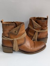 PIKOLINOS Zaragoza Heel Ankle Boots EU 38 US 8 Brown Leather Zip