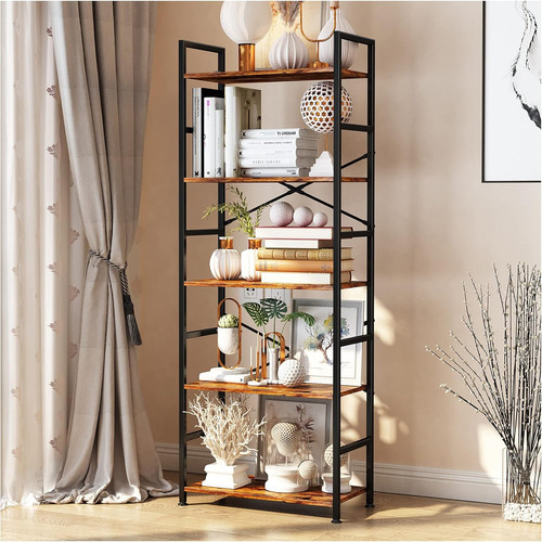 Tier tall bookcase rustic - 5-tier, bookcase,