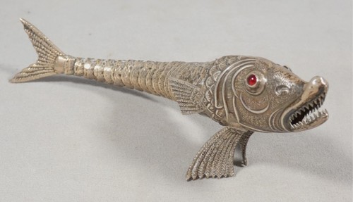 Poisson articulé argent - articulé, en